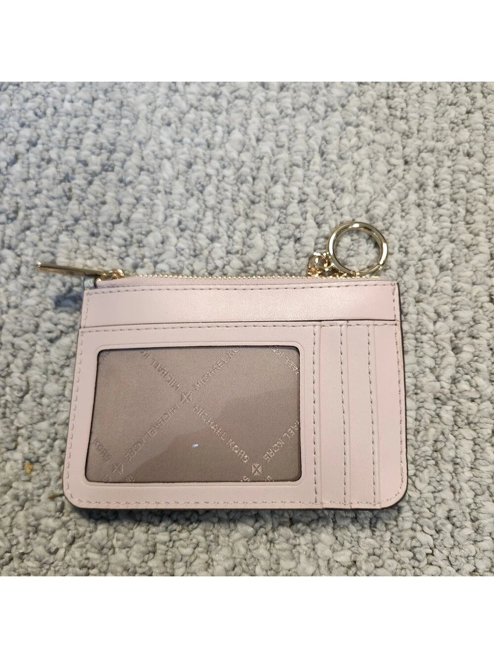 Michael Kors Monogram Zip Card Holder Wallet with Key Ring